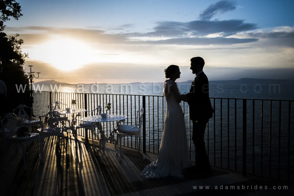 Sunset over the Amalfi Coast at the end of the wedding day