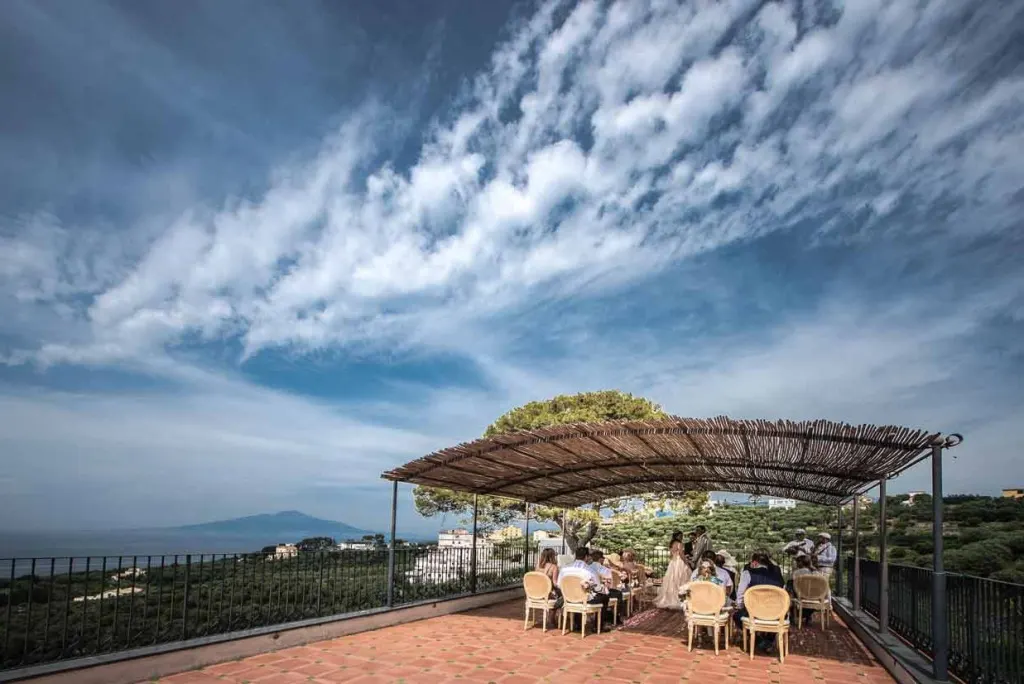 Garden wedding ceremony at a villa near Sorrento