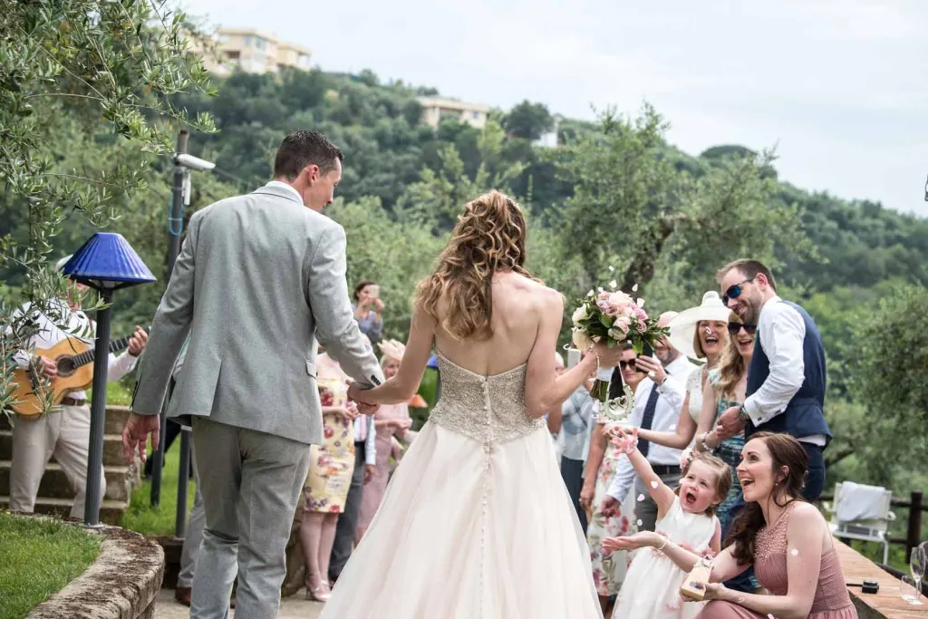 Confetti over the newlyweds