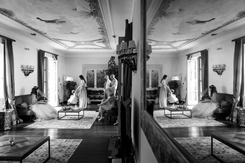 Aunt playing with her niece at the wedding
