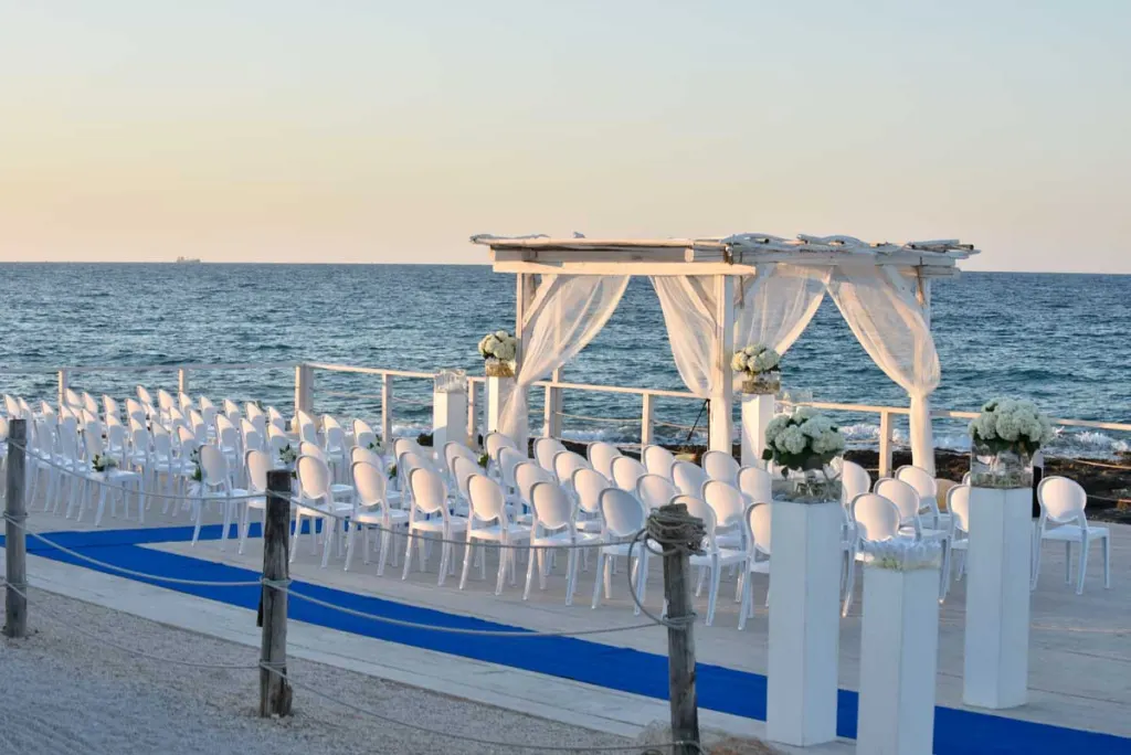 Wedding ceremony set up on the seafront at Coco Beach