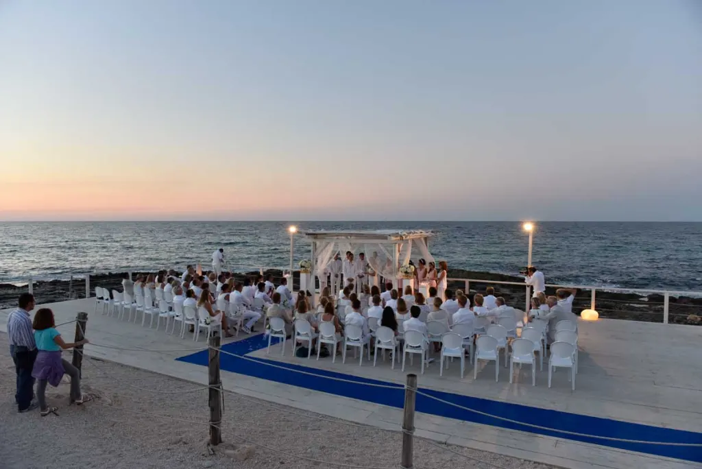 Wedding ceremony on the beach near Polignano a Mare