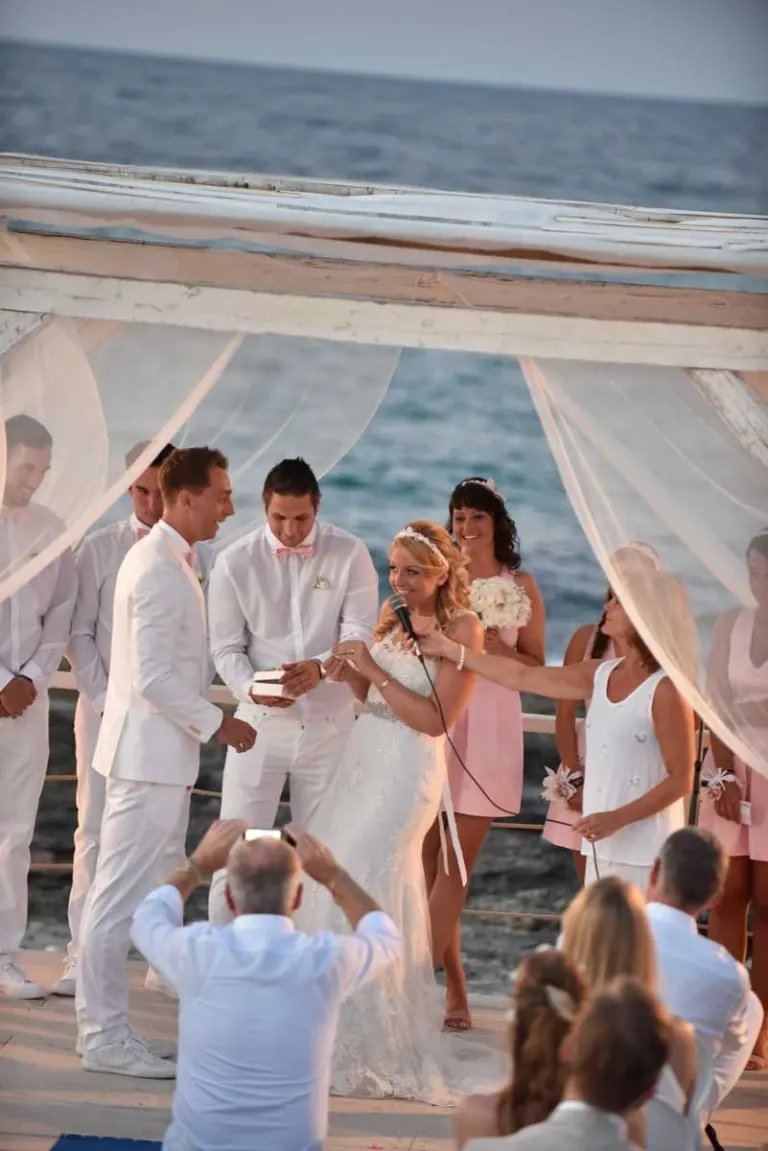 Wedding ceremony by the sea in Polignano a Mare, Puglia