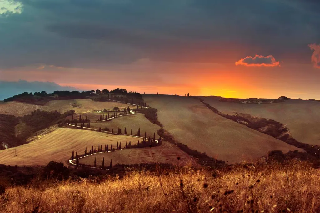 The rolling hills of the Val d’Orcia in Tuscany