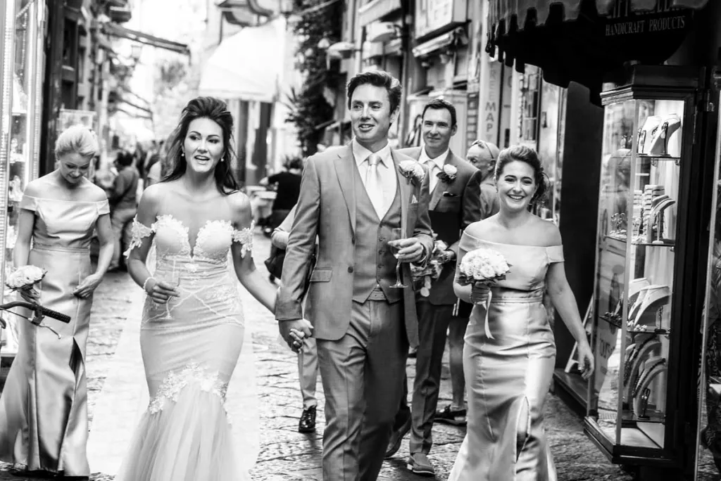 Couple photographed in a narrow back street of Sorrento
