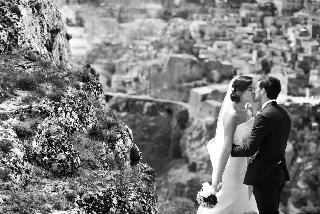 Couple posing in the Sassi of Matera