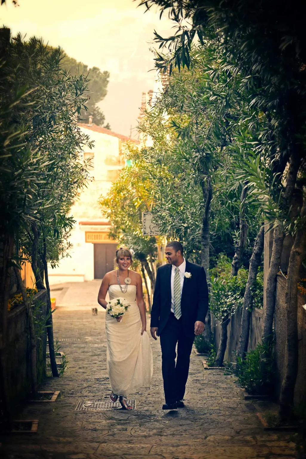 Couple photographed in a back street of Ravello