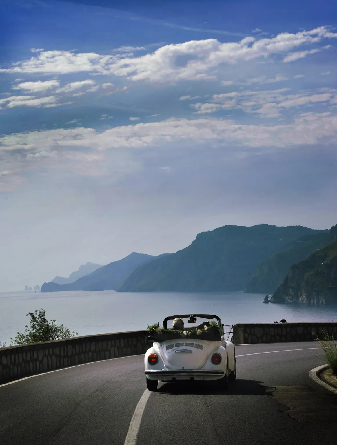 The winding coast road along the Amalfi Coast