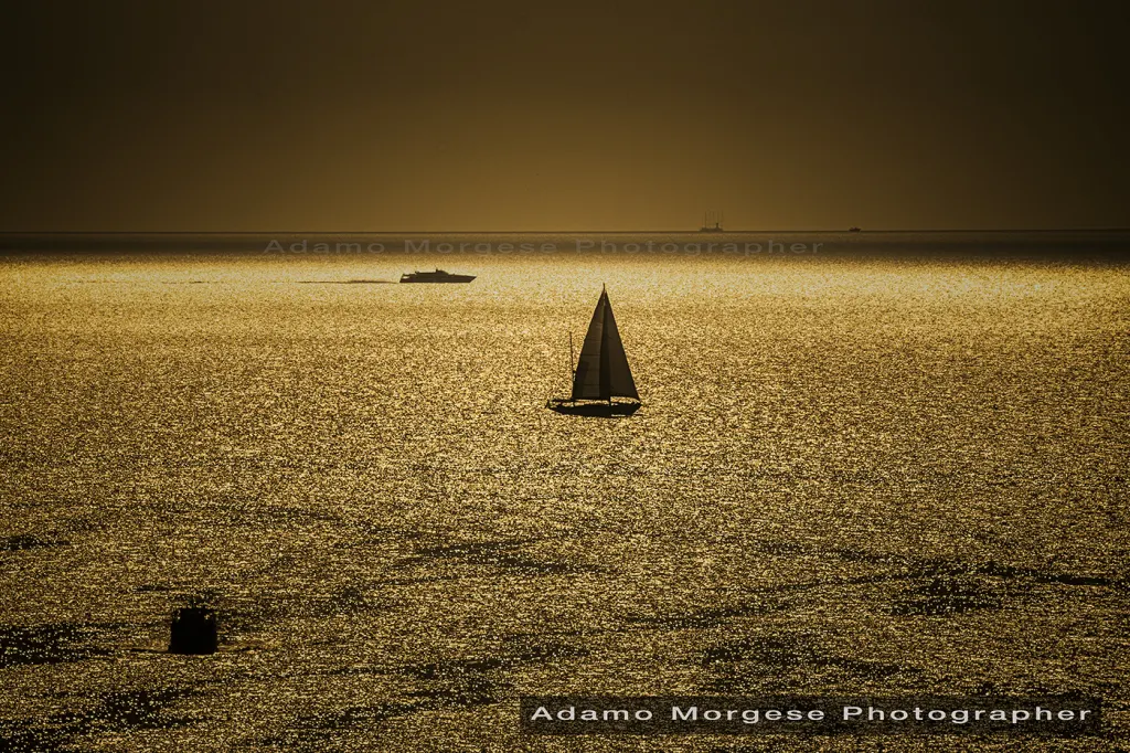 Sunset over the sea on the Amalfi Coast