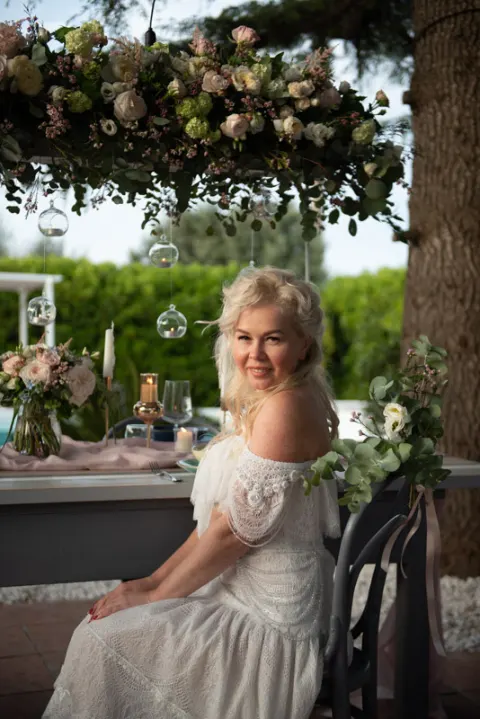 Bride in the Apulian countryside at a masseria wedding in Puglia
