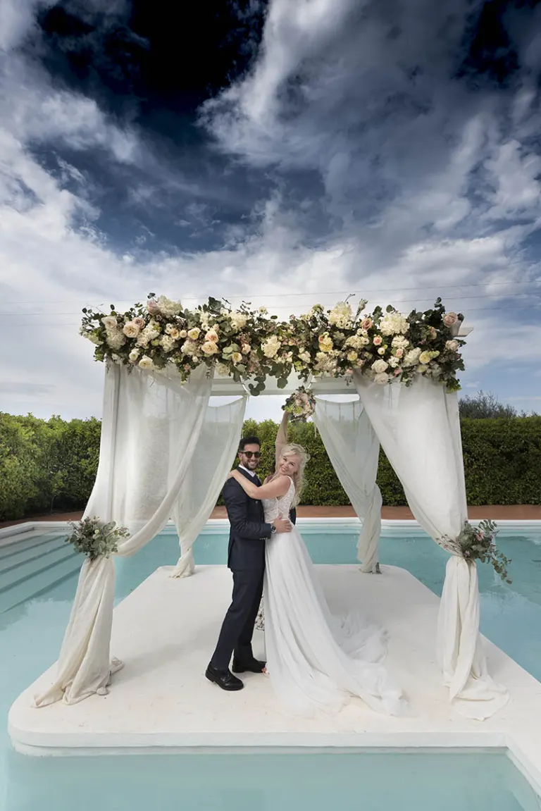 Bride and groom just married at a masseria in Puglia