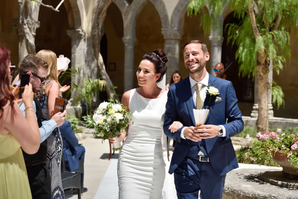 Newlyweds in the Cloister of San Francesco in Sorrento