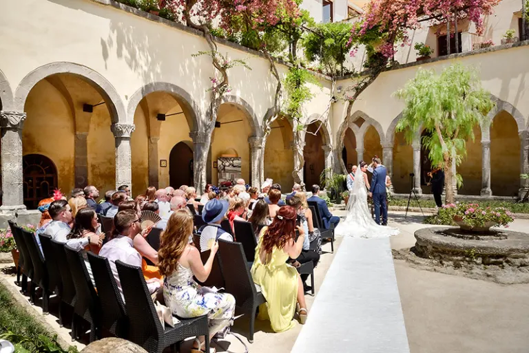 Wedding ceremony in the Cloister of San Francesco, Sorrento