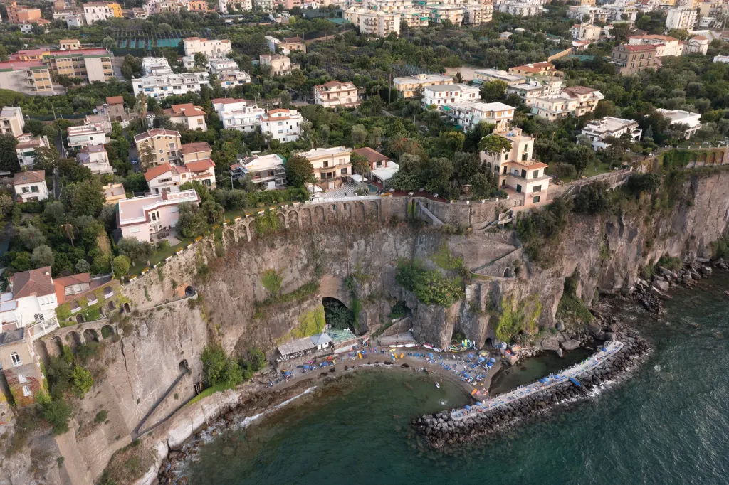 Aerial view of Villa Antiche Mura and the Sorrento coast